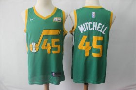Wholesale Cheap Men\'s Utah Jazz 45 Donovan Mitchell Nike Green 2018-19 Swingman Earned Edition Jersey - Earned Edition