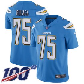 Wholesale Cheap Nike Chargers #75 Bryan Bulaga Electric Blue Alternate Men\'s Stitched NFL 100th Season Vapor Untouchable Limited Jersey