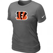 Wholesale Cheap Women's Nike Cincinnati Bengals Logo NFL T-Shirt Dark Grey