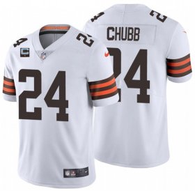 Wholesale Cheap Men\'s Cleveland Browns 2022 #24 Nick Chubb White With 1-star C Patch Vapor Untouchable Limited NFL Stitched Jersey
