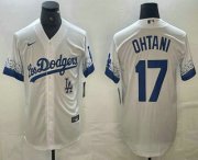 Cheap Men's Los Angeles Dodgers #17 Shohei Ohtani White 2021 City Connect Cool Base Stitched Jerseys