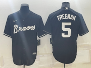 Wholesale Cheap Men's Atlanta Braves #5 Freddie Freeman Black Turn Back The Clock Stitched Cool Base Jersey