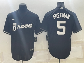 Wholesale Cheap Men\'s Atlanta Braves #5 Freddie Freeman Black Turn Back The Clock Stitched Cool Base Jersey