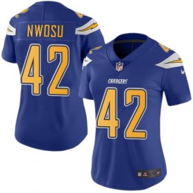 Wholesale Cheap Nike Chargers #42 Uchenna Nwosu Electric Blue Women\'s Stitched NFL Limited Rush Jersey