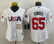Cheap Womens USA Baseball #65 Nestor Cortes Number 2023 White World Classic Stitched Jersey