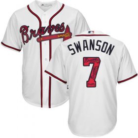 Wholesale Cheap Braves #7 Dansby Swanson White Team Logo Fashion Stitched MLB Jersey