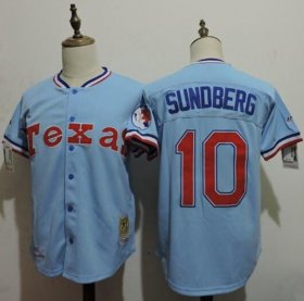 Wholesale Cheap Mitchell And Ness Rangers #10 Jim Sundberg Light Blue Throwback Stitched MLB Jersey