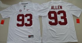 Wholesale Cheap Men\'s Alabama Crimson Tide #93 Jonathan Allen White Limited Stitched College Football Nike NCAA Jersey