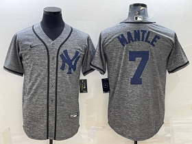 Wholesale Cheap Men\'s New York Yankees #7 Mickey Mantle Grey Gridiron Cool Base Stitched Jerseys