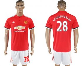 Wholesale Cheap Manchester United #28 Schneiderlin Red Home Soccer Club Jersey