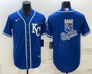 Cheap Men's Kansas City Royals Big Logo Light Blue Stitched MLB Cool Base Nike Jerseys