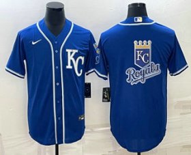Cheap Men\'s Kansas City Royals Big Logo Light Blue Stitched MLB Cool Base Nike Jerseys