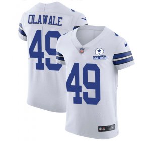 Wholesale Cheap Nike Cowboys #49 Jamize Olawale White Men\'s Stitched With Established In 1960 Patch NFL New Elite Jersey