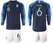 Wholesale Cheap France #6 Pogba Home Long Sleeves Soccer Country Jersey