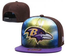 Wholesale Cheap Ravens Team Logo Brown Purple Adjustable Leather Hat TX