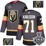 Wholesale Cheap Adidas Golden Knights #71 William Karlsson Grey Home Authentic Fashion Gold 2018 Stanley Cup Final Stitched NHL Jersey