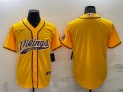 Wholesale Men's Minnesota Vikings Blank Gold Stitched MLB Cool Base Nike Baseball Jersey