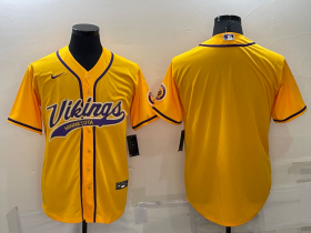Wholesale Men\'s Minnesota Vikings Blank Gold Stitched MLB Cool Base Nike Baseball Jersey
