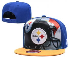 Wholesale Cheap Steelers Team Logo Blue Yellow Adjustable Leather Hat TX