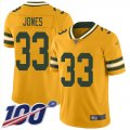 Wholesale Cheap Nike Packers #33 Aaron Jones Gold Men's Stitched NFL Limited Inverted Legend 100th Season Jersey