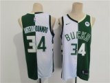 Wholesale Cheap Men's Milwaukee Bucks #34 Giannis Antetokounmpo Green White Split Stitched Basketball Jersey