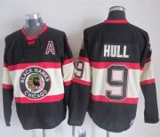 Wholesale Cheap Blackhawks #9 Bobby Hull Black Third CCM Stitched NHL Jersey