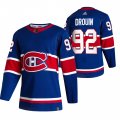 Wholesale Cheap Montreal Canadiens #92 Jonathan Drouin Blue Men's Adidas 2020-21 Reverse Retro Alternate NHL Jersey