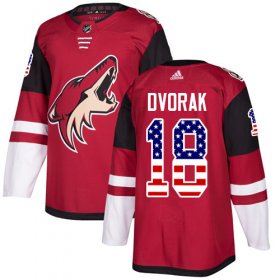 Wholesale Cheap Adidas Coyotes #18 Christian Dvorak Maroon Home Authentic USA Flag Stitched NHL Jersey