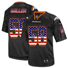 Wholesale Cheap Nike Broncos #58 Von Miller Black Men\'s Stitched NFL Elite USA Flag Fashion Jersey