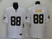Wholesale Cheap Men's Dallas Cowboys #88 CeeDee Lamb White 100th Season Golden Edition Jersey