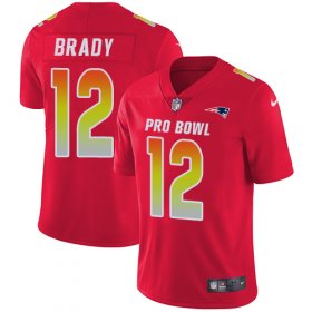 Wholesale Cheap Nike Patriots #12 Tom Brady Red Men\'s Stitched NFL Limited AFC 2018 Pro Bowl Jersey