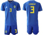 Wholesale Cheap Sweden #3 Lindelof Away Soccer Country Jersey