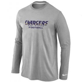 Wholesale Cheap Nike Los Angeles Chargers Authentic Font Long Sleeve T-Shirt Grey