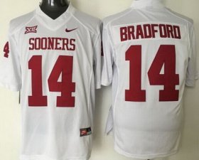 Wholesale Cheap Men\'s Oklahoma Sooners #14 Sam Bradford White College Football Nike Jersey