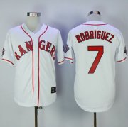 Wholesale Cheap Rangers #7 Ivan Rodriguez White Throwback Stitched MLB Jersey