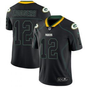 Wholesale Cheap Nike Packers #12 Aaron Rodgers Lights Out Black Men\'s Stitched NFL Limited Rush Jersey