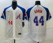 Wholesale Cheap Men's Atlanta Braves #44 Hank Aaron Number White 2023 City Connect Flex Base Stitched Jersey