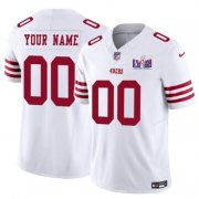 Cheap Men's San Francisco 49ers Active Player Custom White 2024 F.U.S.E. Super Bowl LVIII Patch Vapor Untouchable Limited Football Stitched Jersey