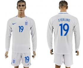 Wholesale Cheap England #19 Sterling Home Long Sleeves Soccer Country Jersey
