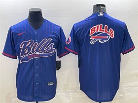 Wholesale Cheap Men\'s Buffalo Bills Team Big Logo With Patch Cool Base Stitched Baseball Jersey