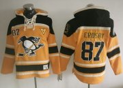Wholesale Cheap Penguins #87 Sidney Crosby Gold Sawyer Hooded Sweatshirt Stitched NHL Jersey