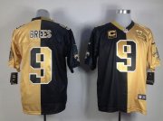 Wholesale Cheap Nike Saints #9 Drew Brees Black/Gold Men's Stitched NFL Elite Split Jersey