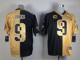 Wholesale Cheap Nike Saints #9 Drew Brees Black/Gold Men\'s Stitched NFL Elite Split Jersey
