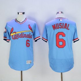 Wholesale Cheap Cardinals #6 Stan Musial Light Blue Flexbase Authentic Collection Cooperstown Stitched MLB Jersey