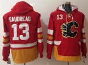 Wholesale Cheap Flames #13 Johnny Gaudreau Red Name & Number Pullover NHL Hoodie