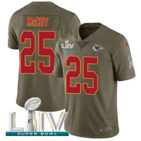 Wholesale Cheap Nike Chiefs #25 LeSean McCoy Olive Super Bowl LIV 2020 Men\'s Stitched NFL Limited 2017 Salute To Service Jersey