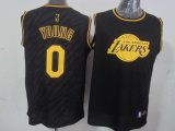 Wholesale Cheap Los Angeles Lakers #0 Nick Young Revolution 30 Swingman 2014 Black With Gold Jersey