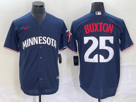 Wholesale Cheap Men\'s Minnesota Twins #25 Byron Buxton 2023 Navy Blue Cool Base Stitched Jersey