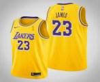 Wholesale Cheap Men's Los Angeles Lakers #23 LeBron James 2020 NBA Finals Champions Icon Yellow Jersey