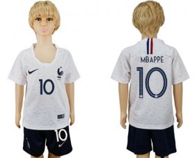 Wholesale Cheap France #10 Mbappe Away Kid Soccer Country Jersey
